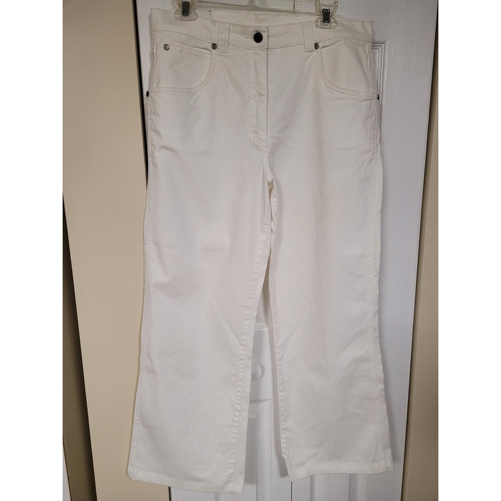 Blue Willi's Women White Wide Leg Cotton Stretch Pants Nautical Vibes Size 34X38